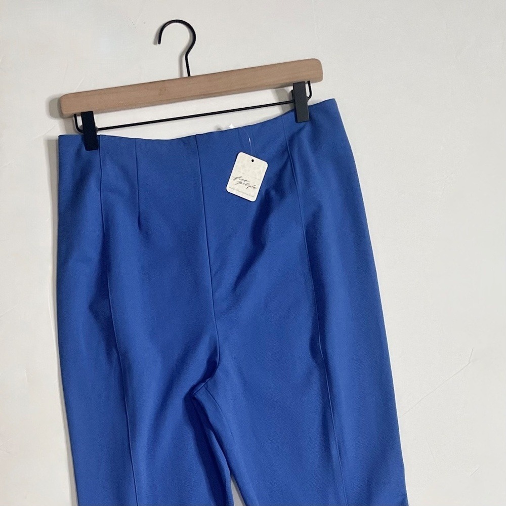 NWT! FREE PEOPLE Real Deal Split Flare Pants Blue High Rise Waist Stretch Medium - Picture 5 of 15